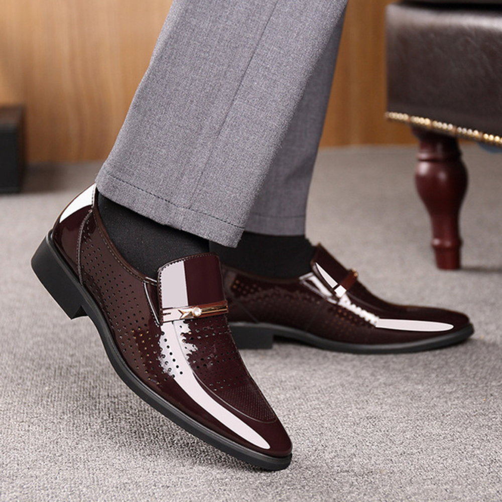 Men's Slip-On Loafers, Glossy Finish Lightweight Formal Smart Casual Dress Shoes 7