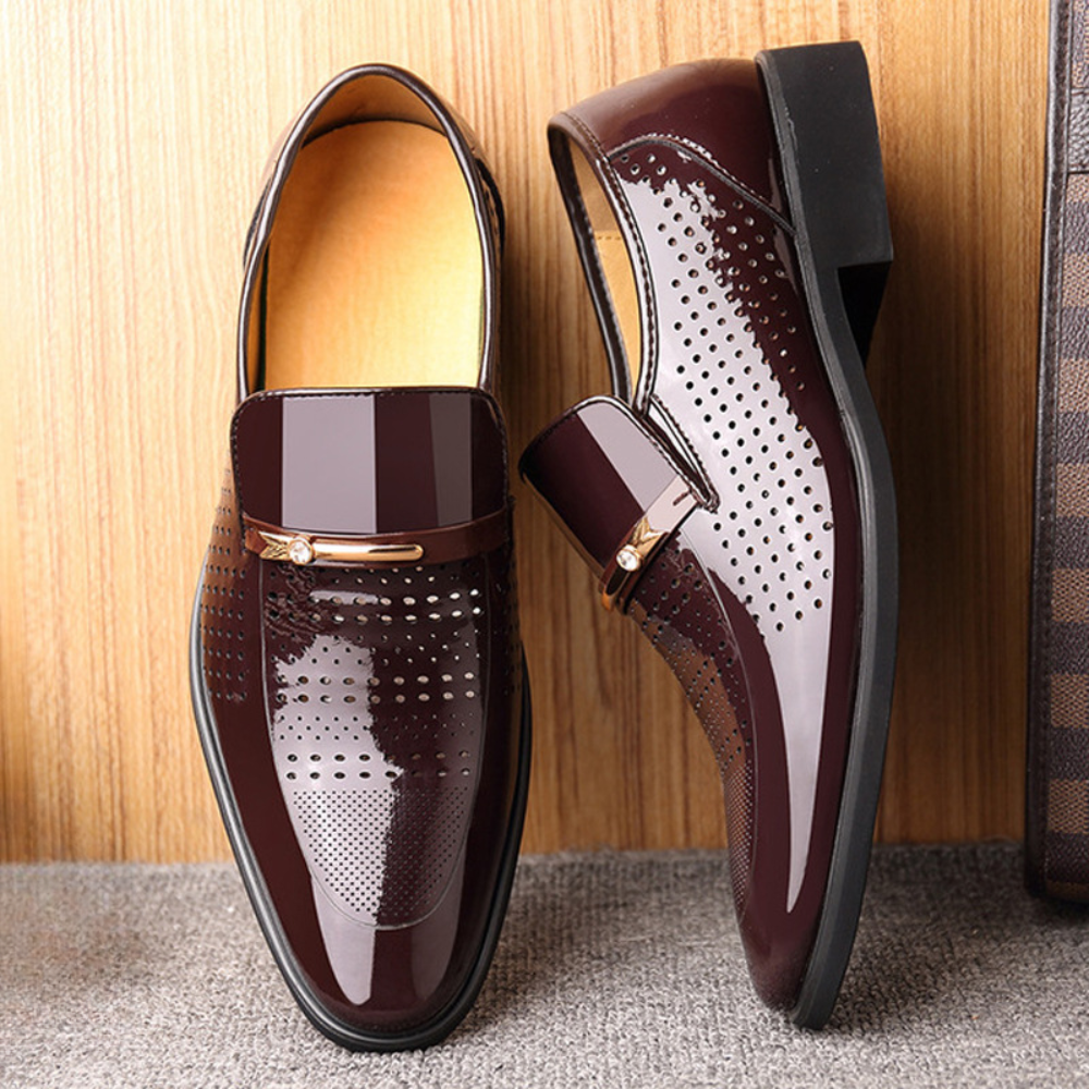 Men's Slip-On Loafers, Glossy Finish Lightweight Formal Smart Casual Dress Shoes 9