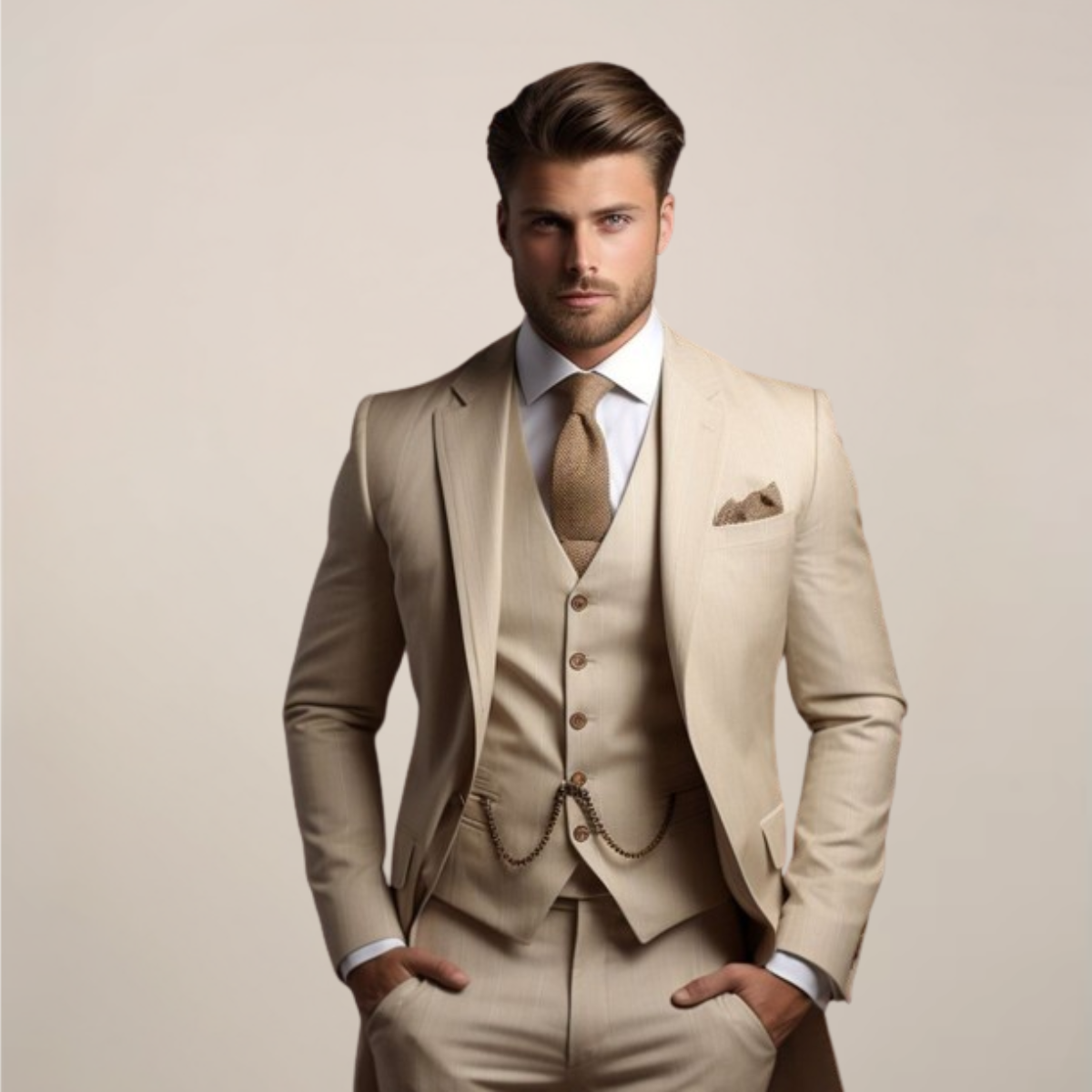 Men's 3 Piece Formal Suit, Slim Fit Tailored Blazer, Waistcoat & Trousers Set for Weddings 3