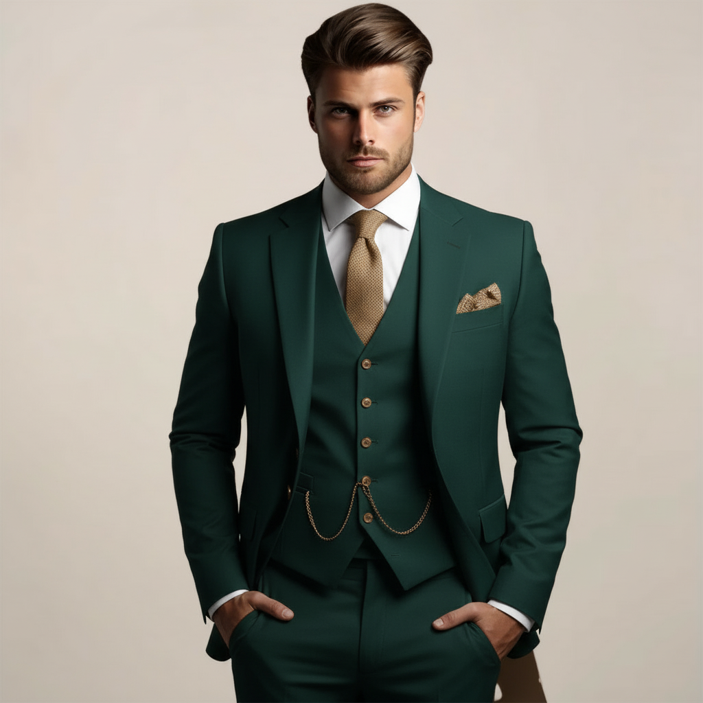 Men's 3 Piece Formal Suit, Slim Fit Tailored Blazer, Waistcoat & Trousers Set for Weddings 5