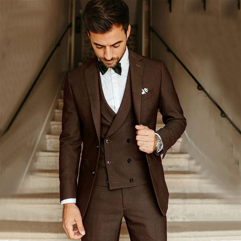 Men's 3 Piece Suit, Slim Fit Tailored Jacket Waistcoat & Trousers for Business Weddings 4