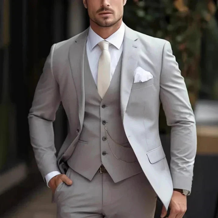 Men's 3 Piece Suit, Straight Cut Blazer Waistcoat & Trousers Set for Weddings & Formal Events 4