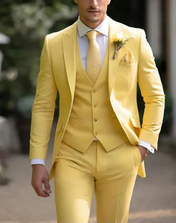 Men's 3 Piece Suit, Straight Cut Blazer Waistcoat & Trousers Set for Weddings & Formal Events 1