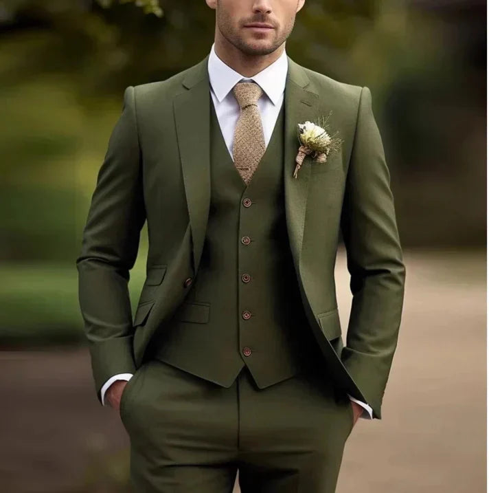 Men's 3 Piece Suit, Straight Cut Blazer Waistcoat & Trousers Set for Weddings & Formal Events 2