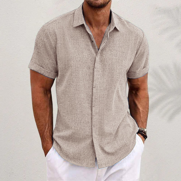 Men's Short Sleeve Cuban Collar Shirt, Open Collar Lightweight Casual Summer Holiday Shirt 10