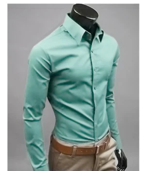 Men's Slim Fit Long Sleeve Dress Shirt, Formal Easy-Iron Button-Up Office Shirt 6