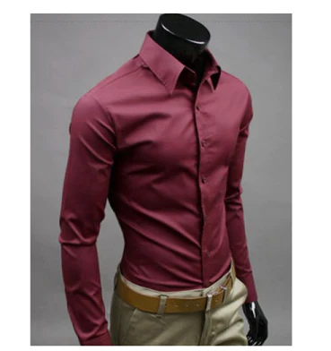 Men's Slim Fit Long Sleeve Dress Shirt, Formal Easy-Iron Button-Up Office Shirt 7