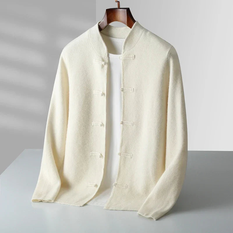 Soft-Knit Stand-Collar Cardigan