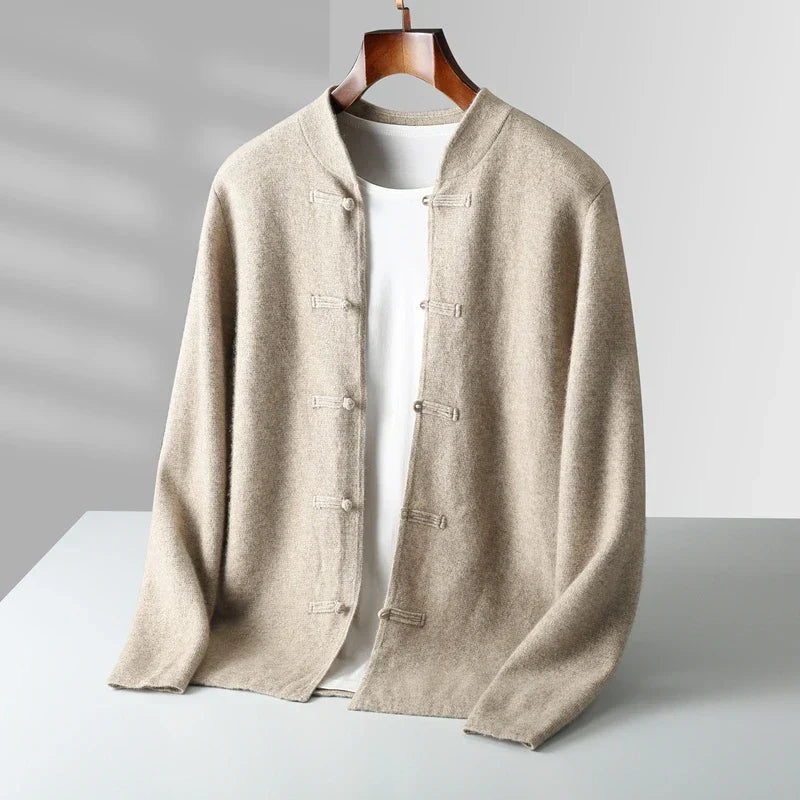 Soft-Knit Stand-Collar Cardigan