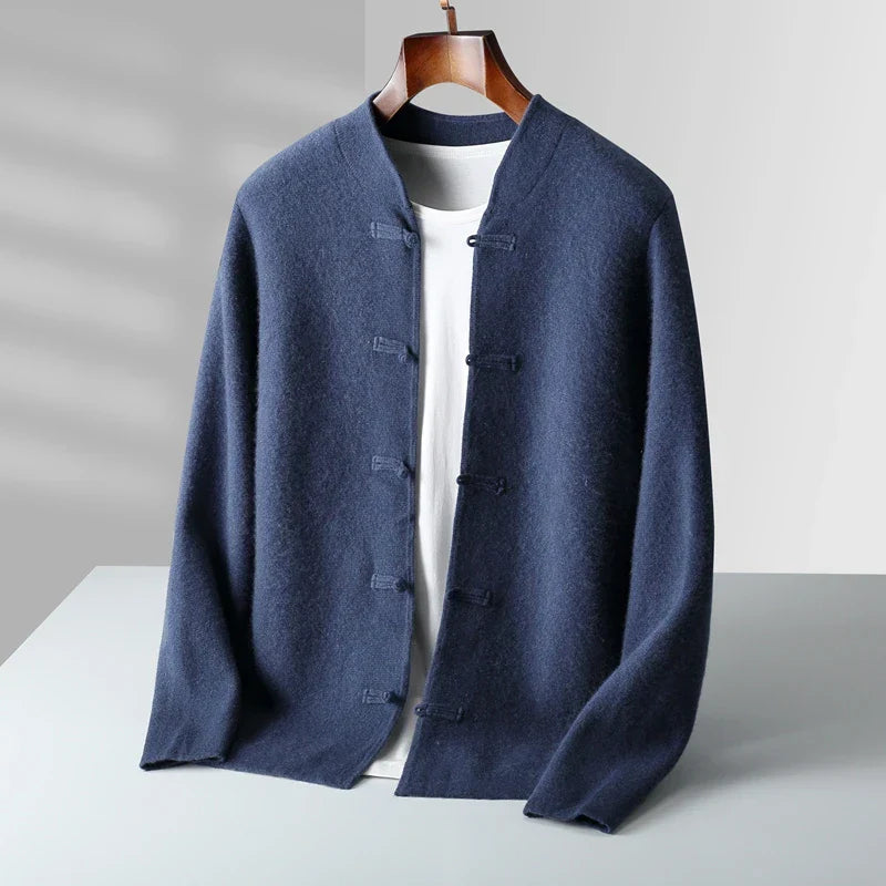 Soft-Knit Stand-Collar Cardigan