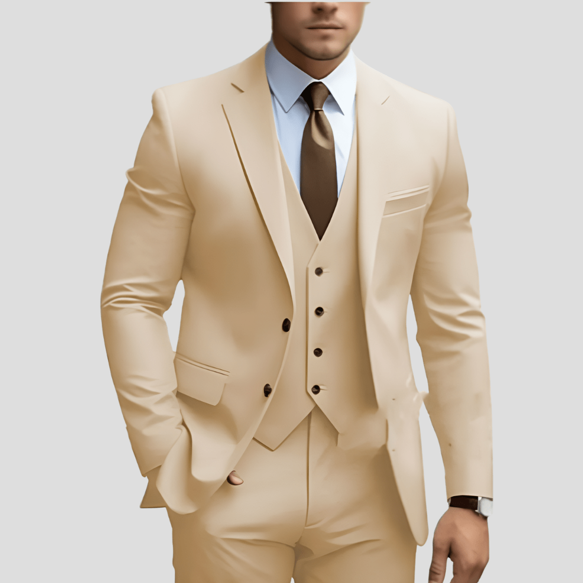 Men's 3 Piece Suit, Slim Fit Tailored Blazer Waistcoat & Trousers Set for Business & Weddings 5