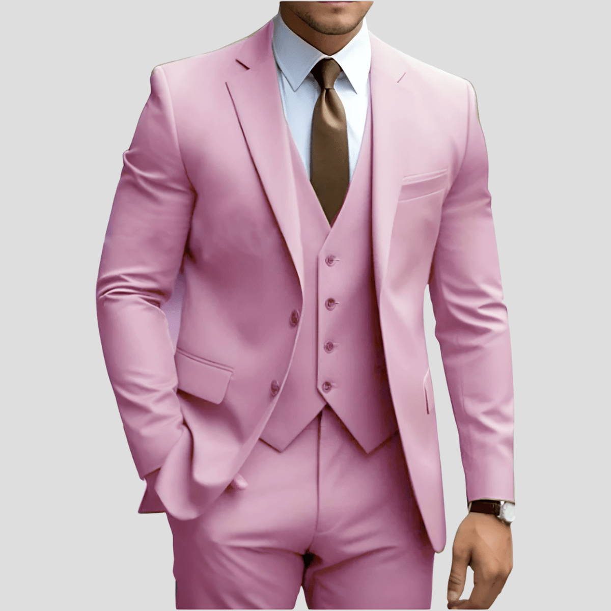 Men's 3 Piece Suit, Slim Fit Tailored Blazer Waistcoat & Trousers Set for Business & Weddings 8