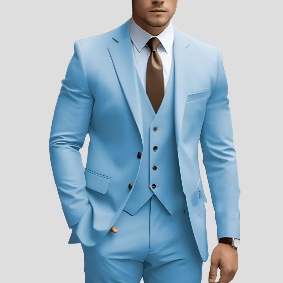 Men's 3 Piece Suit, Slim Fit Tailored Blazer Waistcoat & Trousers Set for Business & Weddings 2