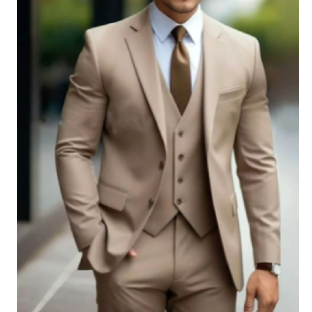 Men's 3 Piece Slim Fit Suit, Tailored Blazer Waistcoat & Trousers Set for Business & Weddings 10