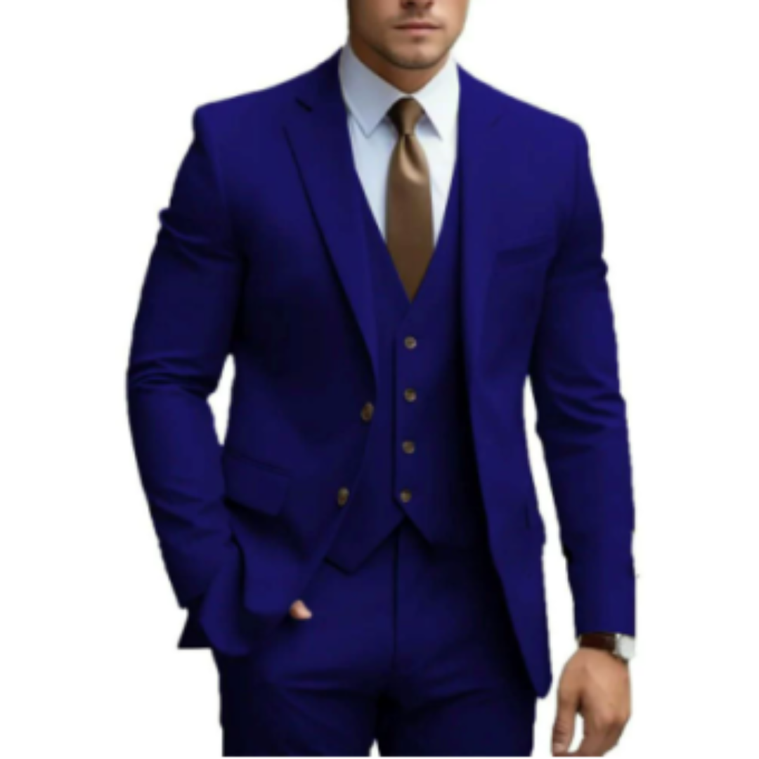 Men's 3 Piece Slim Fit Suit, Tailored Blazer Waistcoat & Trousers Set for Business & Weddings 2