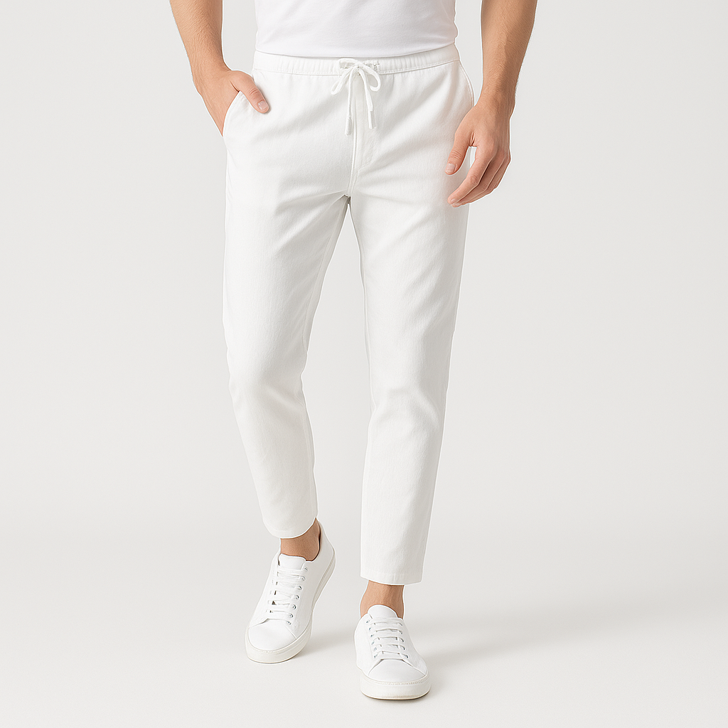 Tapered Cotton-Linen Trouser