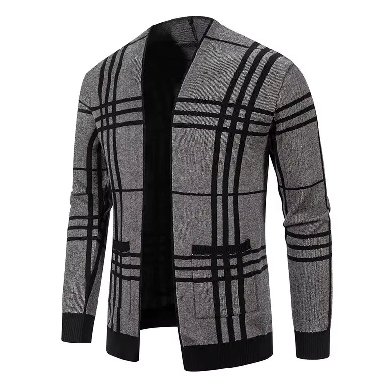 Grid Open-Front Cardigan