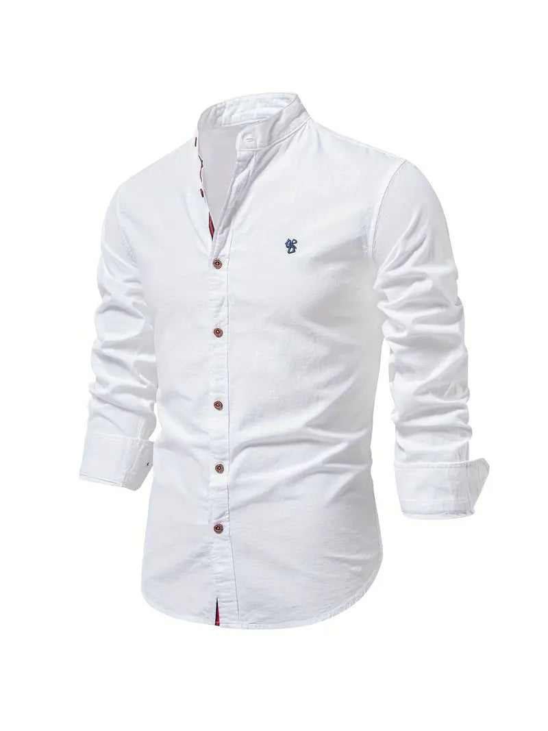 Men's Casual Shirt, Long Sleeve Button-Up Slim Fit Smart Casual Everyday Cotton Shirt 1