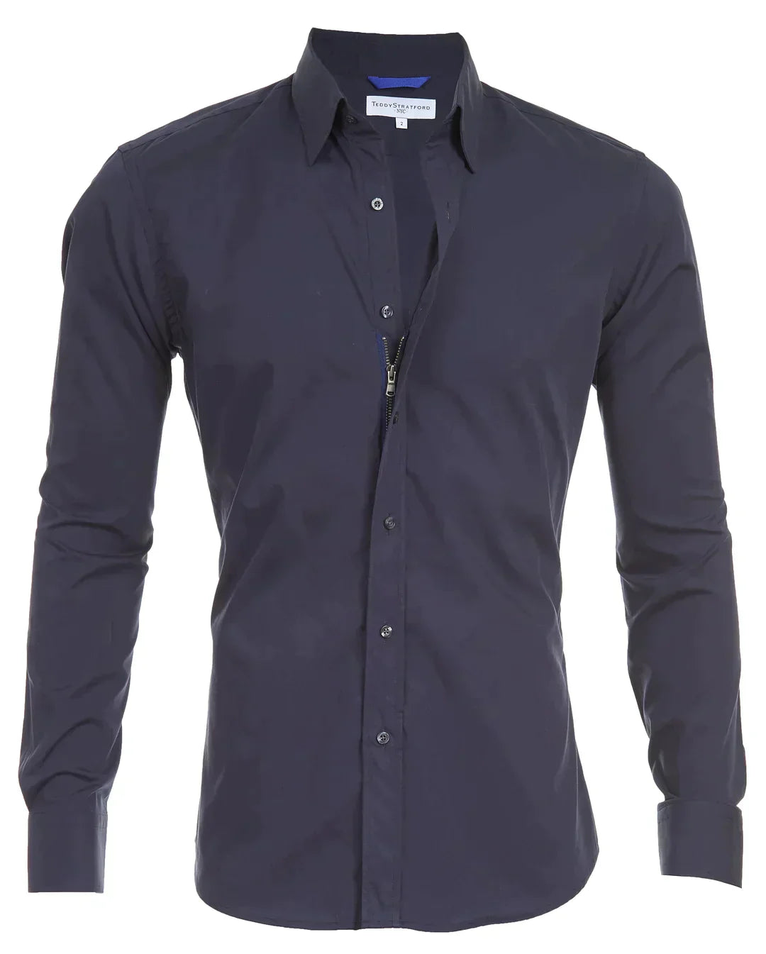 Men's Zip-Up Shirt, Long Sleeve Classic Collar Slim Fit Smart Casual Everyday Shirt 18