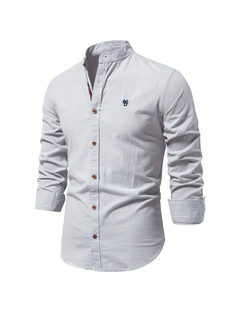 Men's Casual Shirt, Long Sleeve Button-Up Slim Fit Smart Casual Everyday Cotton Shirt 8