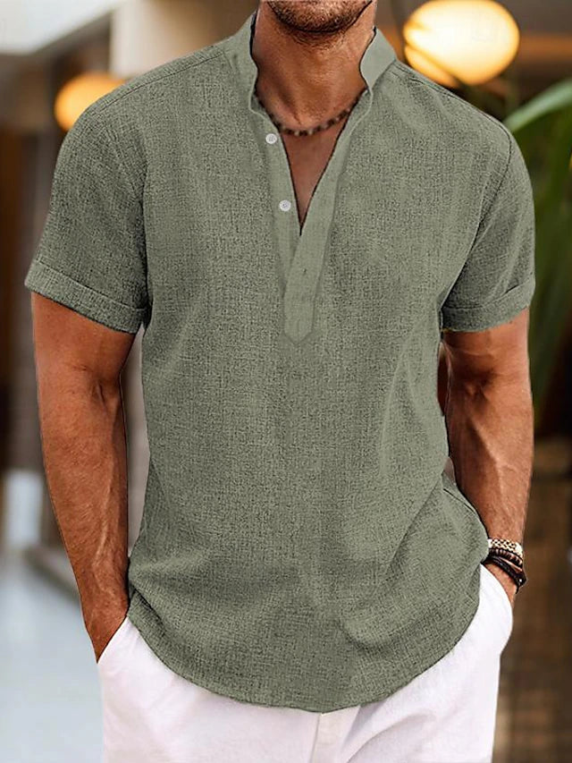 Men's Henley T-Shirt, Short Sleeve Slim Fit Casual Summer Button Neck Top for Warm Days 8