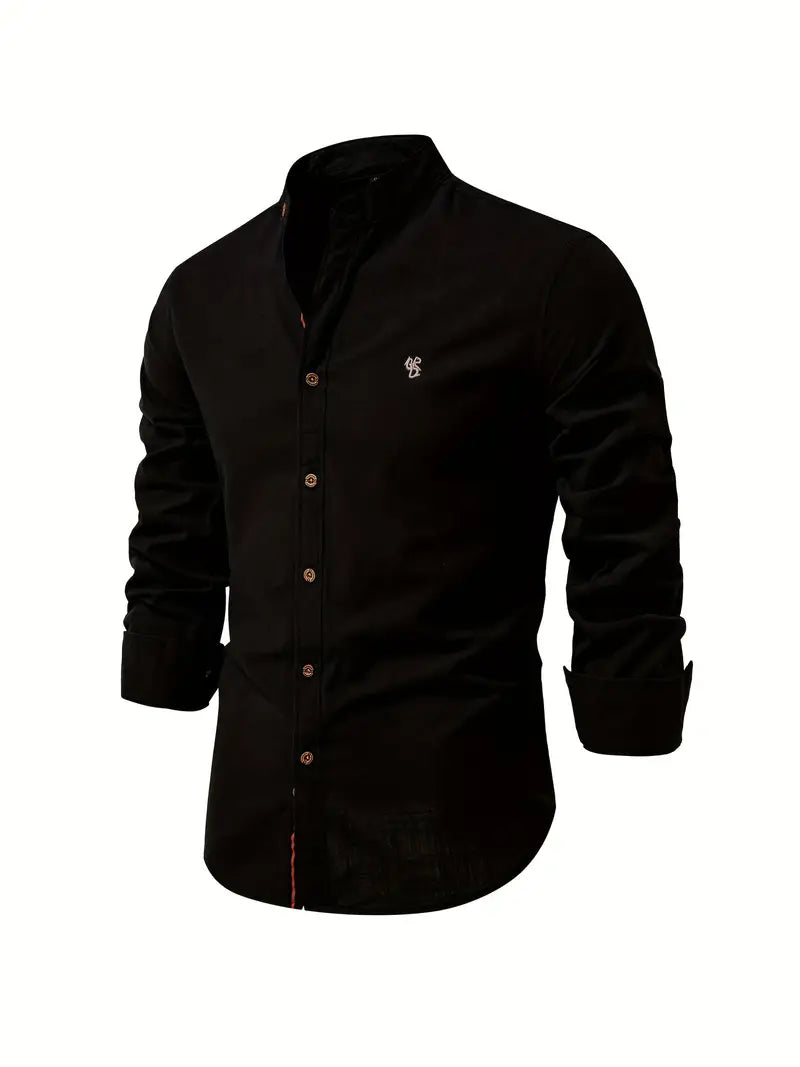 Men's Casual Shirt, Long Sleeve Button-Up Slim Fit Smart Casual Everyday Cotton Shirt 11