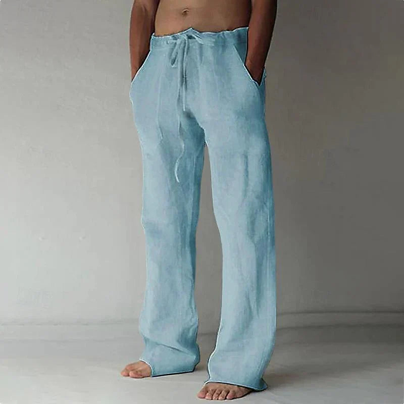 Men's Wide Leg Trousers, Elastic Waist Lightweight Comfortable Casual Summer Trousers 10