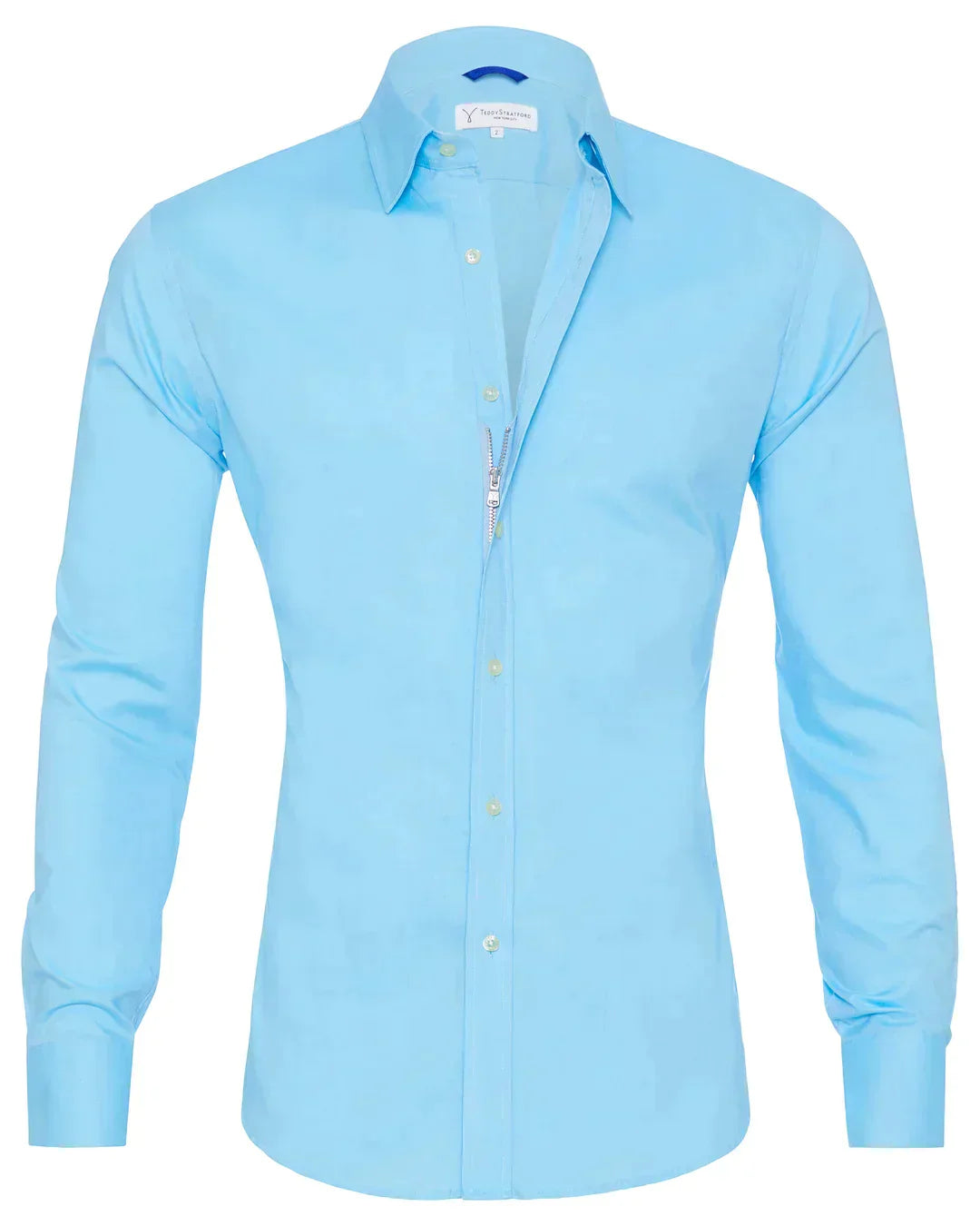 Men's Zip-Up Shirt, Long Sleeve Classic Collar Slim Fit Smart Casual Everyday Shirt 38
