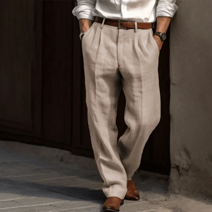 Men's Slim Fit Trousers, Straight Leg Formal Tailored Pleated Smart Dress Trousers 4
