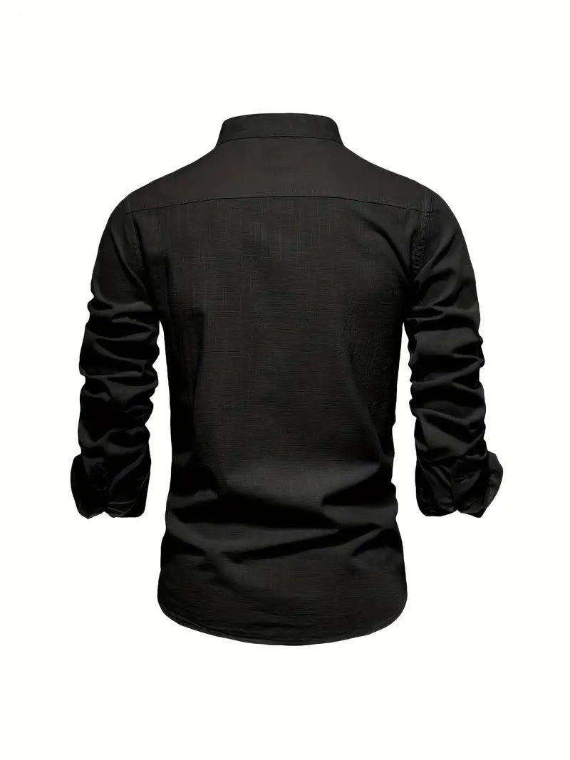 Men's Casual Shirt, Long Sleeve Button-Up Slim Fit Smart Casual Everyday Cotton Shirt 12