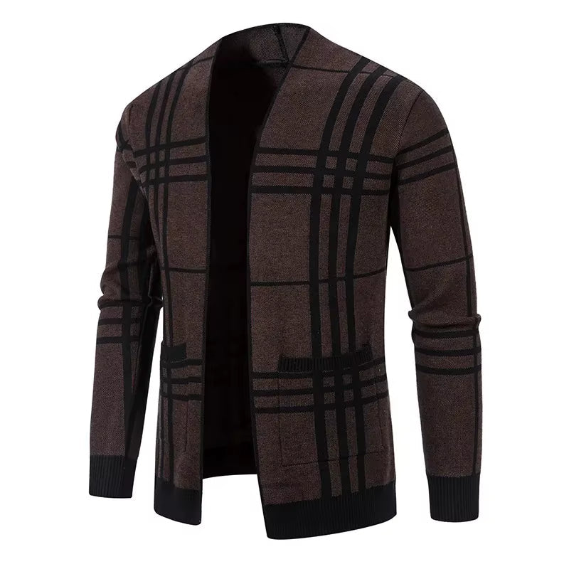 Grid Open-Front Cardigan