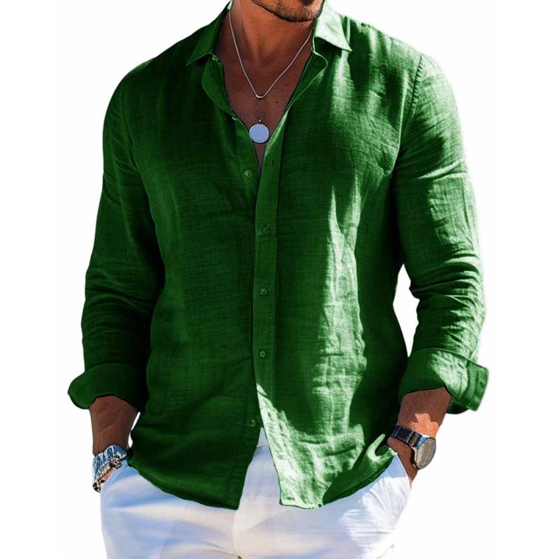 Men's Long Sleeve Shirt, Regular Fit Classic Casual Button-Up Cotton Office Shirt 9