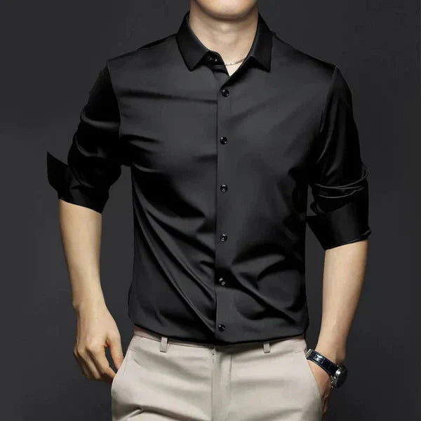 Men's Stretch Shirt, Long Sleeve Slim Fit Smart Casual Button-Down Spring Shirt 1
