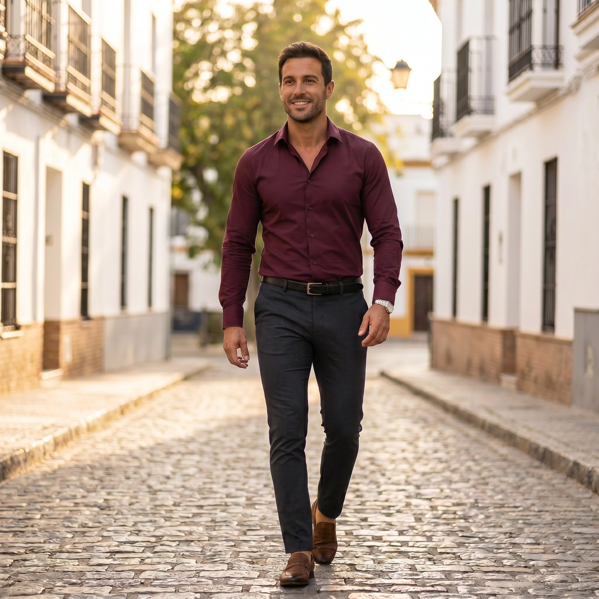 Men's Slim Fit Dress Shirt, Long Sleeve Smart Casual Button-Down Shirt for Spring & Summer 6