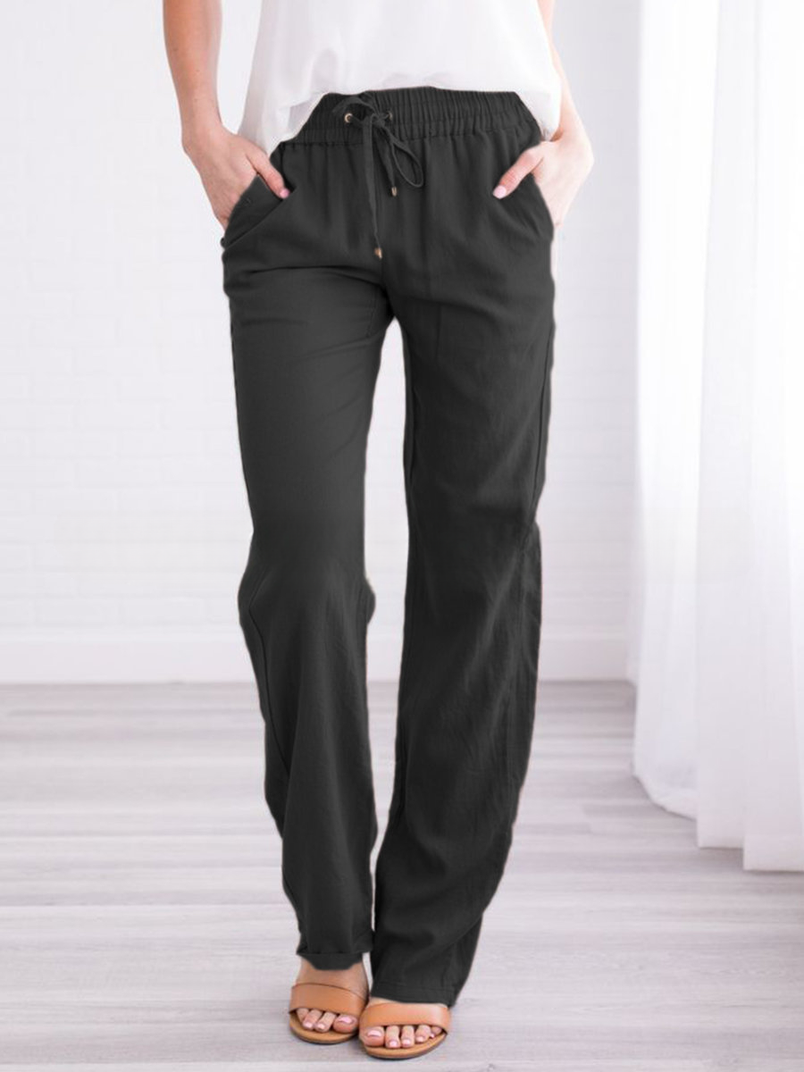 Men's Elastic Waist Trousers, Drawstring Relaxed Fit Casual Lightweight Summer Trousers 11